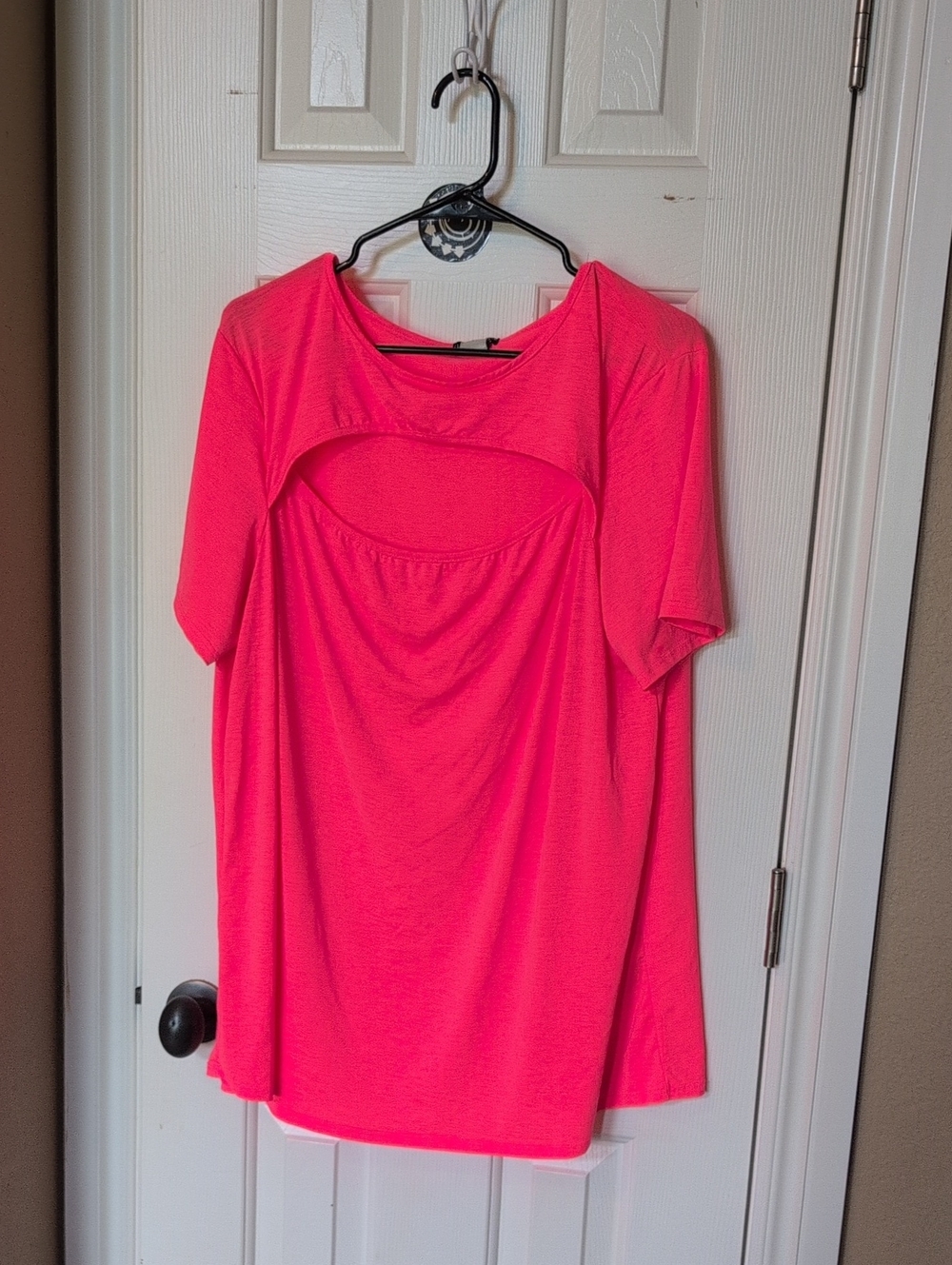 Women’s Bright Pink Short Sleeve Cutout Tee